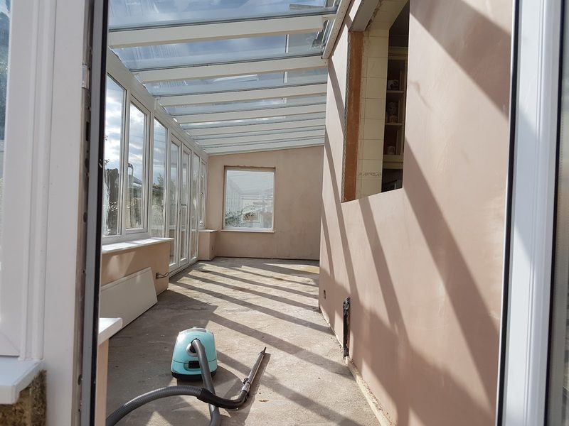 Conservatory walls plastered – lean-to extension by CT2 Plastering & Rendering, Orpington