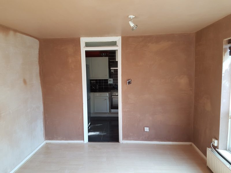 Lounge walls and ceiling re-plastered by CT2 Plastering & Rendering, Orpington