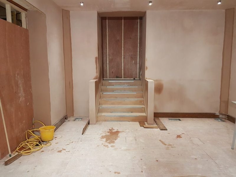 Basement room plastered, steps and recesses finished by CT2 Plastering & Rendering, Orpington