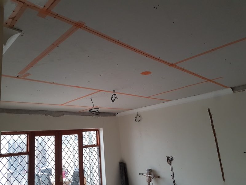 Ceiling boarded and scrimmed ready for skim by CT2 Plastering & Rendering, Orpington