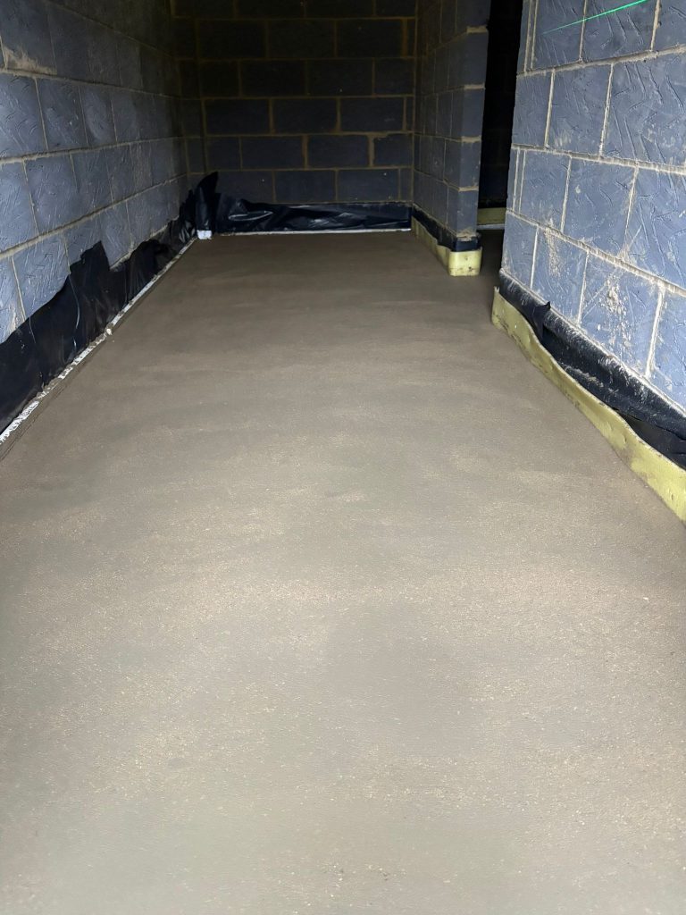 Sand and cement screed – new-build block room by CT2 Plastering & Rendering, Orpington