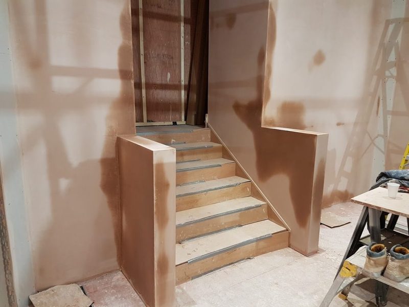 New staircase opening – walls and returns plastered by CT2 Plastering & Rendering, Orpington